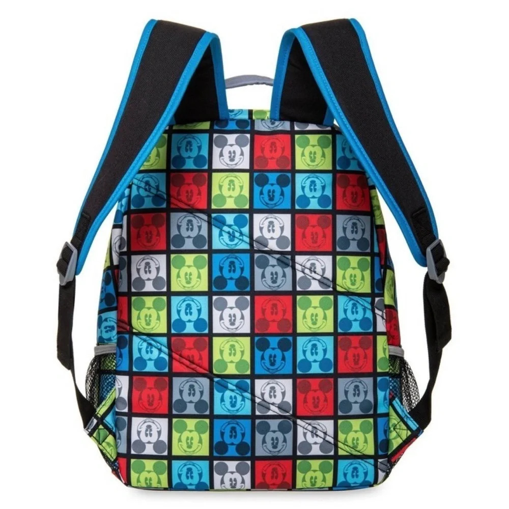 NWT Disneys Mickey Mouse full size backpack 16” multicolored squares